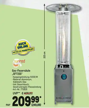 METRO Sunred Gas Feuersäule „SFT15S” Angebot