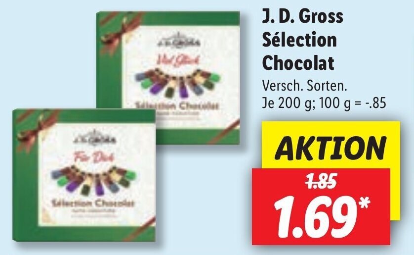 J.D. gross selection chocolat 200g Angebot bei Lidl
