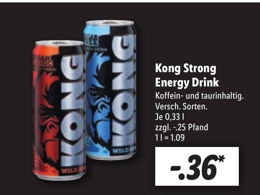 Kong strong energy drink Angebot bei Lidl