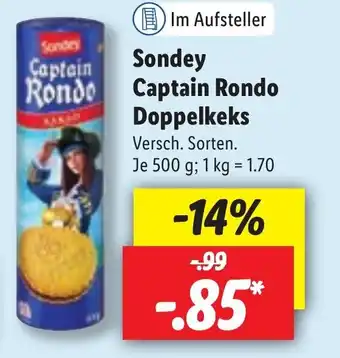 Lidl Sondey captain rondo doppelkeks 500g Angebot