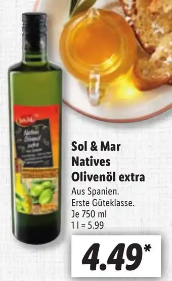 Lidl Sol & mar natives olivenol extra 750ml Angebot