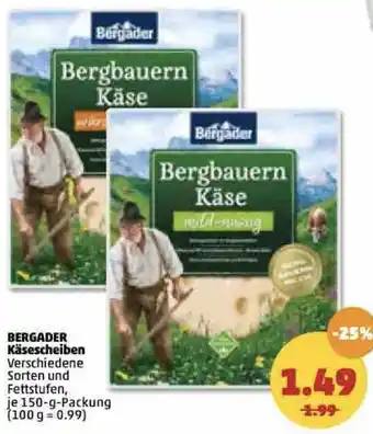 PENNY Bergader Käsescheiben 150g Packung Angebot