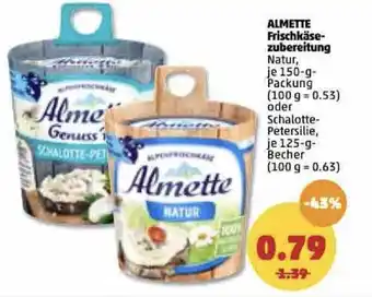 PENNY Almette Frischkäsezubereitung 150g Packung/125g Becher Angebot