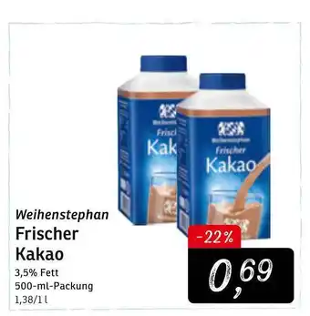 KONSUM Weihenstephan Frischer Kakao 500ml Angebot