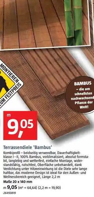 Bauhaus Terrassendiele 'Bambus' Angebot