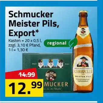 Logo Getränkemarkt Schmucker Meister Pils Export 20x0,5L Angebot