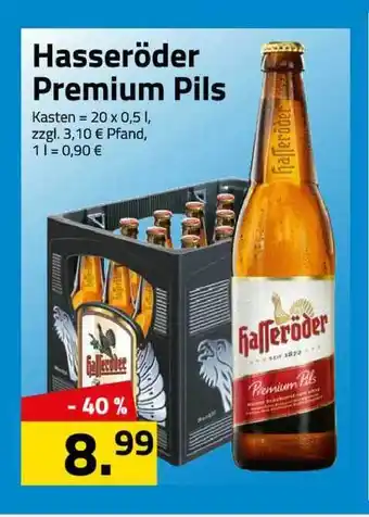 Logo Getränkemarkt Hasseröder Premium Pils 20x0,5L Angebot