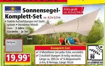 Norma Solax Sunshine Sonnensegel Komplett Set Angebot