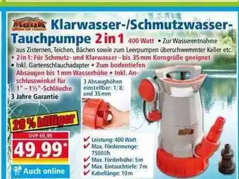 Norma Mauk Klarwasser Oder Schmutzwasser Tauchpumpe 2in1 Angebot