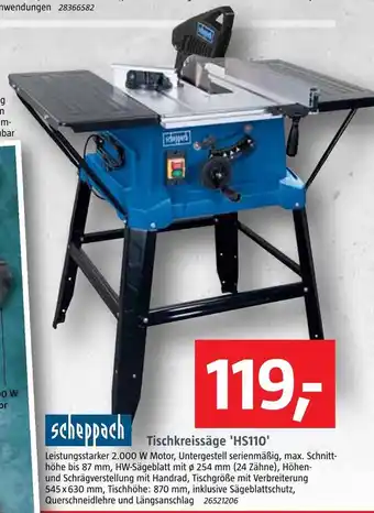 Bauhaus Scheppach tischkreissäge 'hs110' Angebot