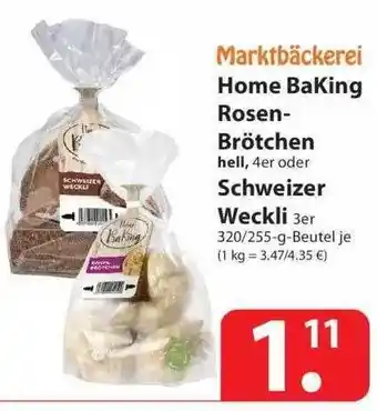 Famila Nord Ost Marktbäckerei Home Baking Rosen-brötchen Oder Schweizer Weckli Angebot