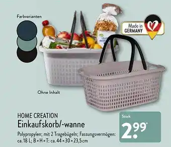 Aldi Nord Home Creation Einkaufskorb -wanne Angebot