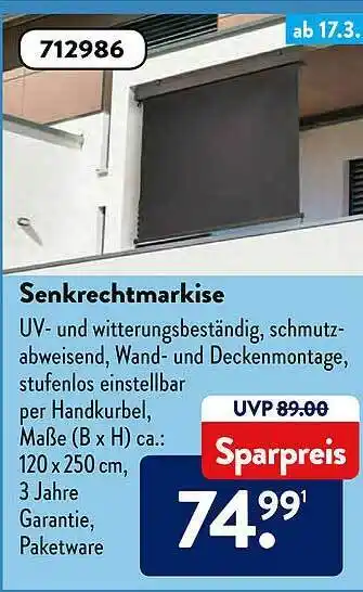 Aldi Süd Senkrechtmarkise Angebot