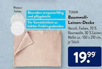 Aldi Süd Tukan Baumwoll-leinen-decke Angebot