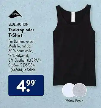 Aldi Süd Lycra Blue Motion Tanktop Oder T-shirt Angebot