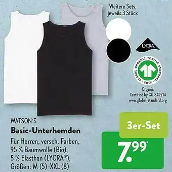 Aldi Süd Watson's Basic-unterhemden Angebot