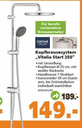 Globus Baumarkt Grohe Kopfbrausesystem „vitalio Start 250“ Angebot