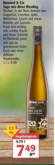 Globus Hammel & Cie Tage Wie Diese Riesling Angebot