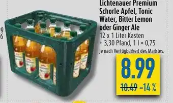 diska Lichtenauer Premium Schorle Apfel, Tonic Water, Bitter Lemon Oder Ginger Ale Angebot