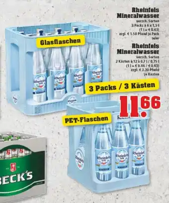 trinkgut Rheinfels Mineralwasser 3 packs a 6 x 1,5 l Angebot