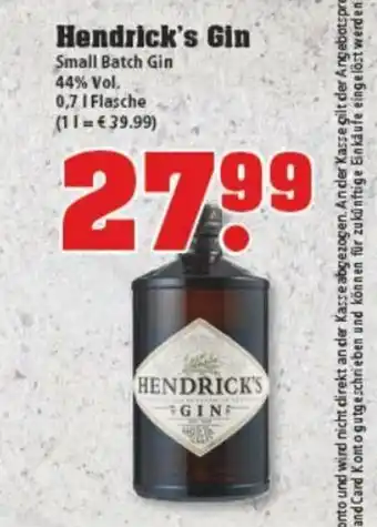 trinkgut Hendrick's Gin 0,7 Ltr. flasche Angebot