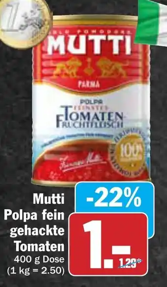 AEZ Mutti Polpa fein gehackte Tomaten 400g Angebot