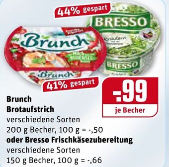 REWE Brunch Brotaufstrich oder Bresso Frischkäsezubereitung Angebot