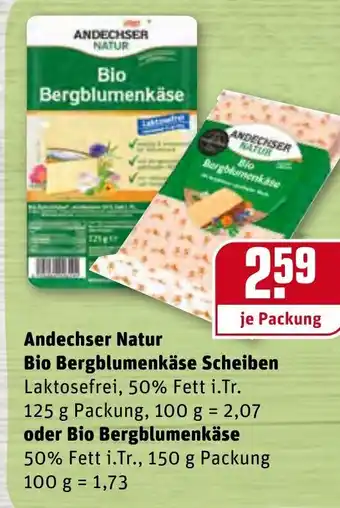 REWE Andechser Natur Bio Bergblumenkäse Scheiben oder Bio Bergblumenkäse Angebot