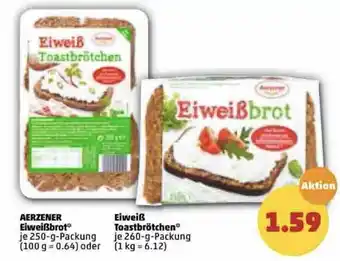 PENNY Aerzener Eiweißbrot 250g oder Eiweiß Toastbrötchen 260g Packung Angebot