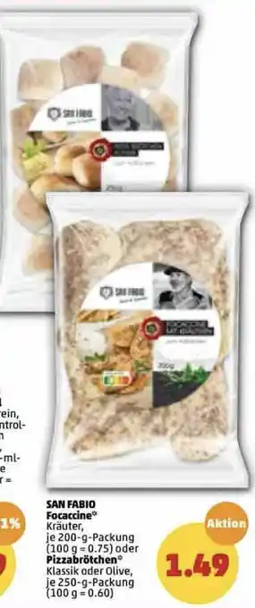 PENNY San Fabio Focaccine 200g oder Pizzabrötchen 250g Packung Angebot