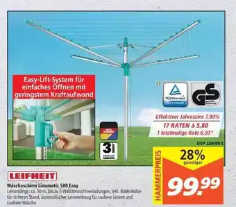 Marktkauf Leifheit Wäscheschirm Linomatic 500 Easy Angebot