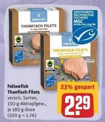 REWE Followfish Thunfisch-filets Angebot