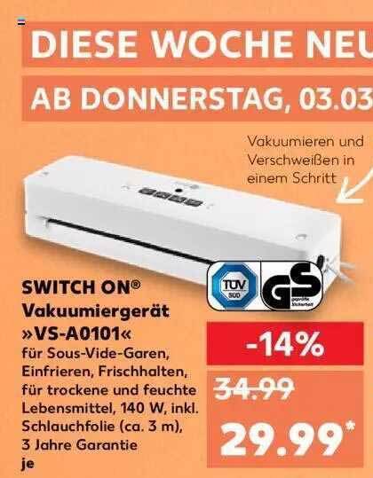 Switch On Vakuumiergerät »vs-a0101« Angebot bei Kaufland