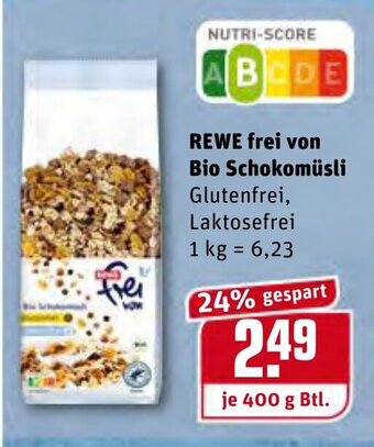 REWE Rewe frei von Bio Schokomüsli Angebot