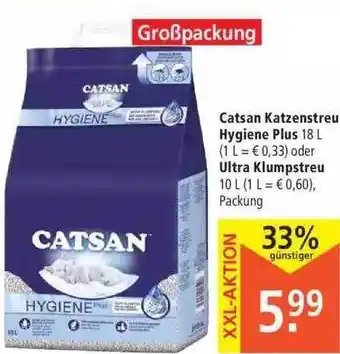 Marktkauf Catsan Katzenstreu Hygiene Plus Oder Ultra Klumpstreu Angebot