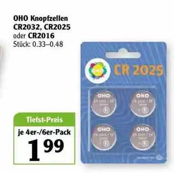 Globus Oho Knopfzellen Cr2032, Cr2025 Oder Cr2016 Angebot