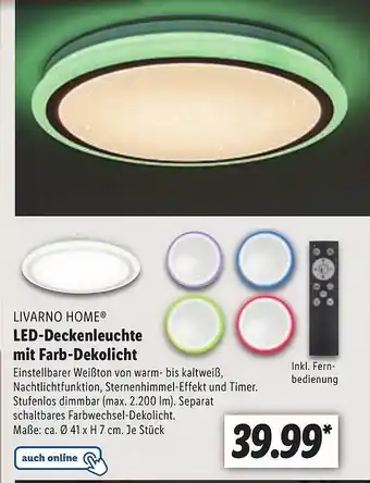 Lidl Livarno Home Led-deckenleuchte Mit Farb-dekolicht Angebot