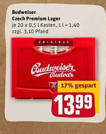 REWE Kaufpark Budweiser Czech Premium Lager Angebot