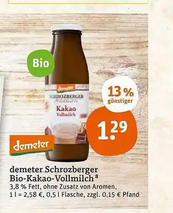 tegut Demeter Schrozberger Bio-kakao-vollmilch Angebot