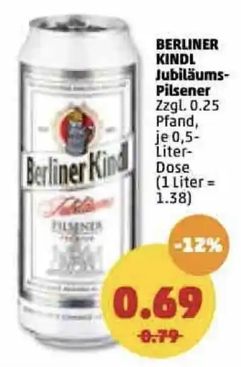 PENNY Berliner Kindl Jubiläums Pilsener 0,5L Dose Angebot