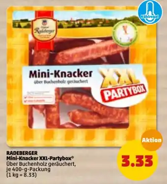 PENNY Radeberger Mini Knacker XXL Partybox 400g Packung Angebot