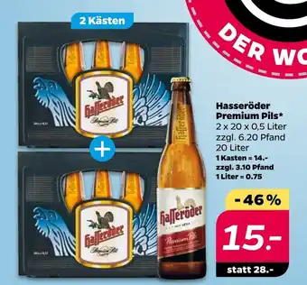 NETTO Hasseroder Premium Pils 2 x 20 x 0,5 liter Angebot