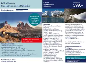 Aldi Süd Reisen Geführte Wanderreise Trekkingroute in den Dolomiten Angebot