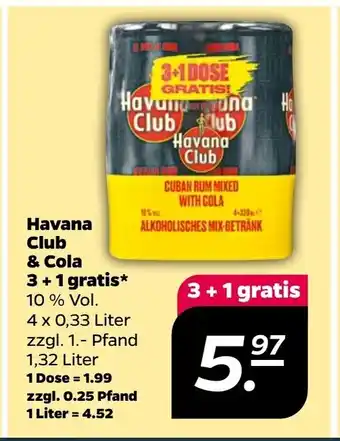 NETTO Havana Club & Cola 4 x 0,33 liter Angebot