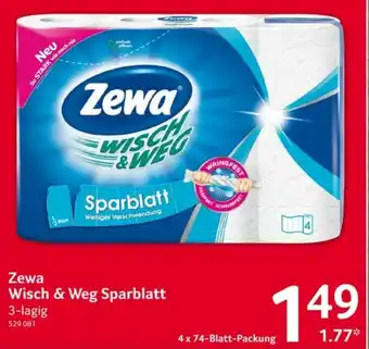 Selgros Zewa Wisch & Weg Sparblatt 3-lagig, 4x74 Blatt Packung Angebot