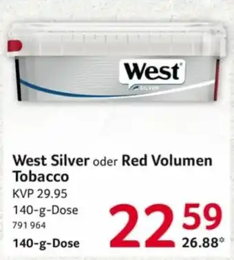 Selgros West Silver oder Red Volumen Tobacco 140g Dose Angebot