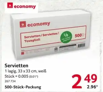 Selgros economy Servietten 500 Stück Packung Angebot