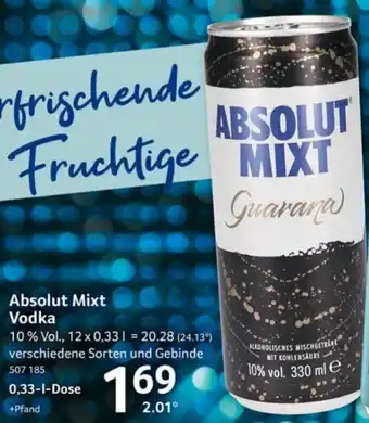 Selgros Absolut Mixt Vodka 0,33L Dose Angebot