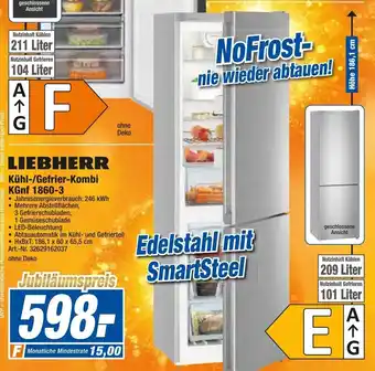 expert Techno Land Liebherr Kühl Gefrier Kombi KGnf 1860-3 Angebot