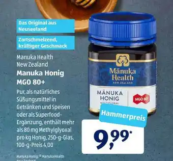 Aldi Süd Manuka Honig MG0 80+ Angebot